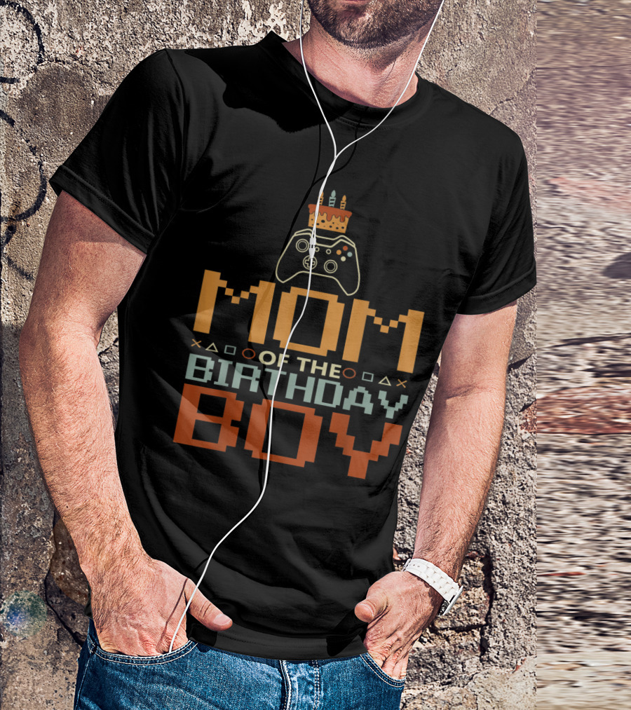Mom Of The Birthday Boy Gamer Cake Controller T-Shirt