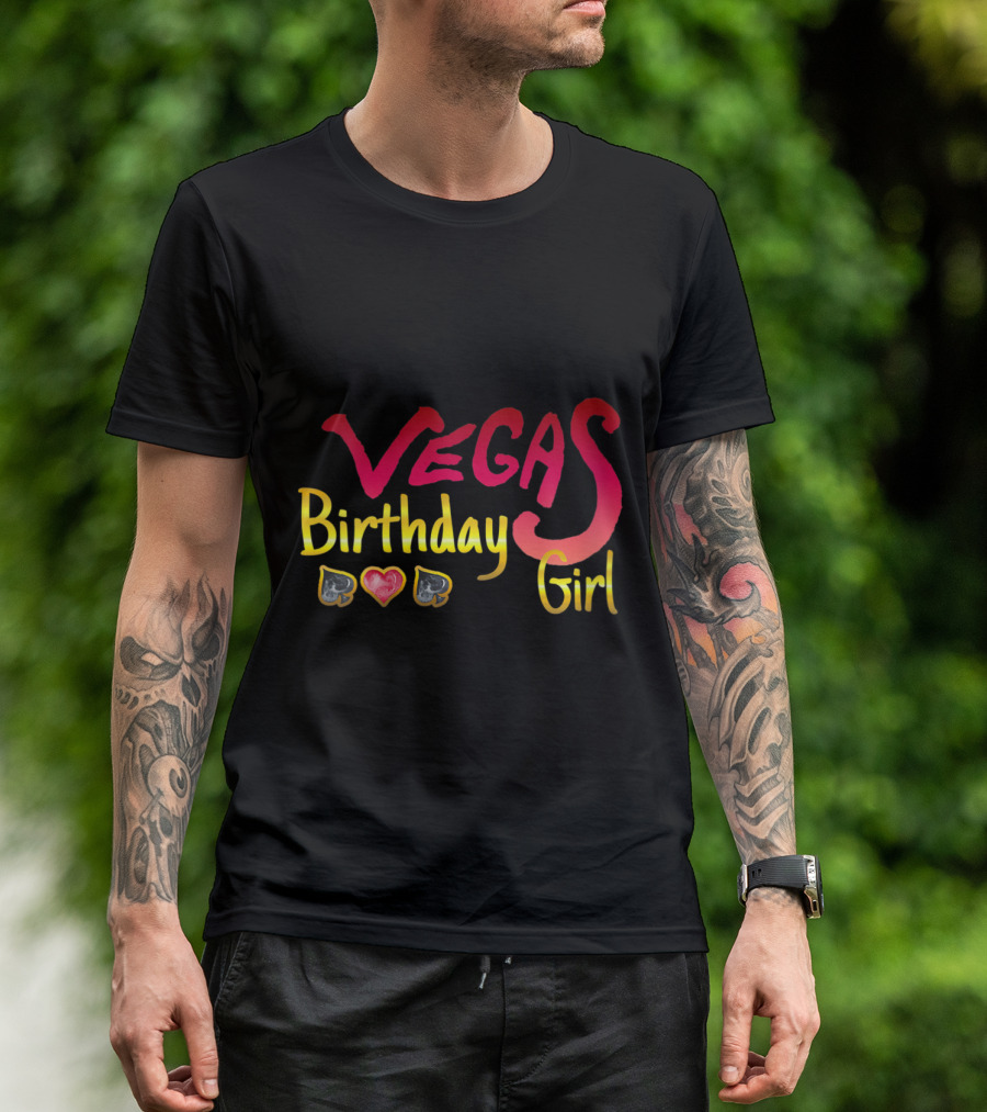 Vegas Birthday Girl Party Fun Cards Suit Icons T-Shirt