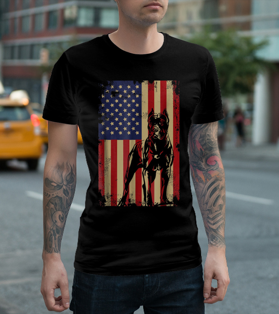 American Flag Cane Corso 4th of July T-Shirt