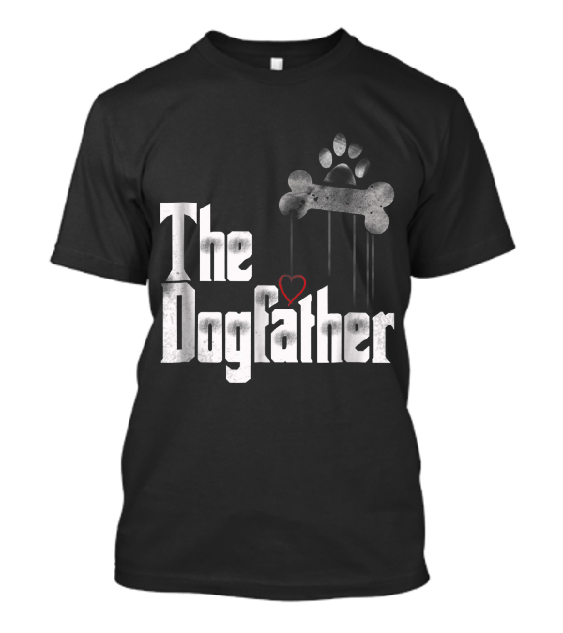 Mens The Dogfather Dad Dog Paw Bone Heart T-Shirt