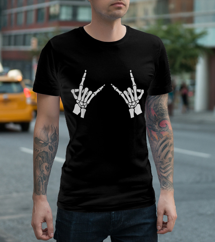 Skeleton Metal Hands Gothic Goth Rock T-Shirt
