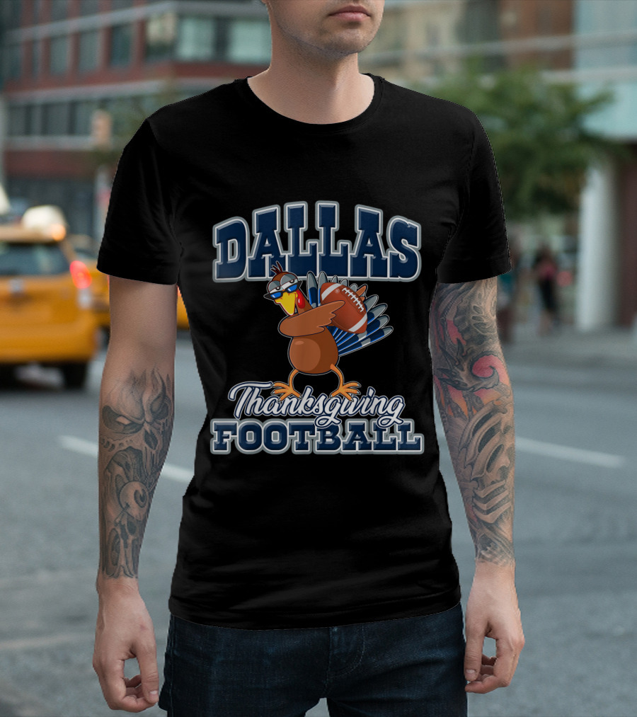Dallas Thanksgiving Football Funny Turkey Playing Texas Football T-Shirt