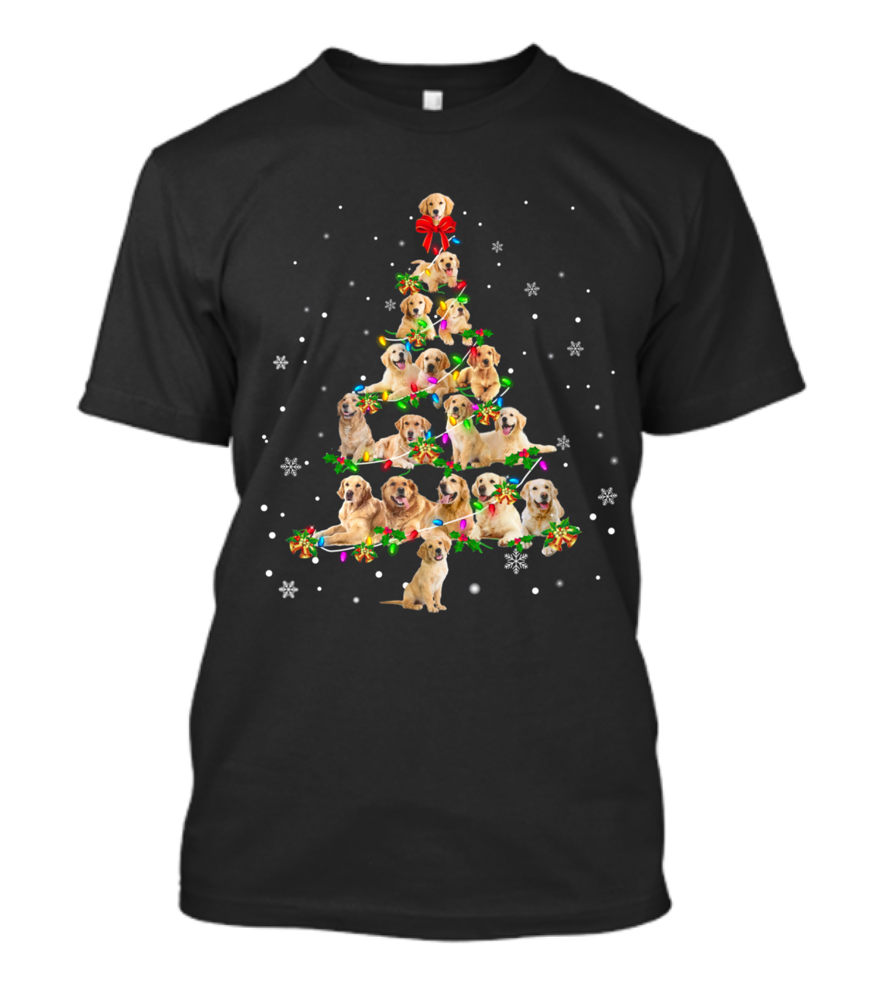 Golden Retriever Christmas Tree X Mas Dogs Snowflakes Holiday T-Shirt