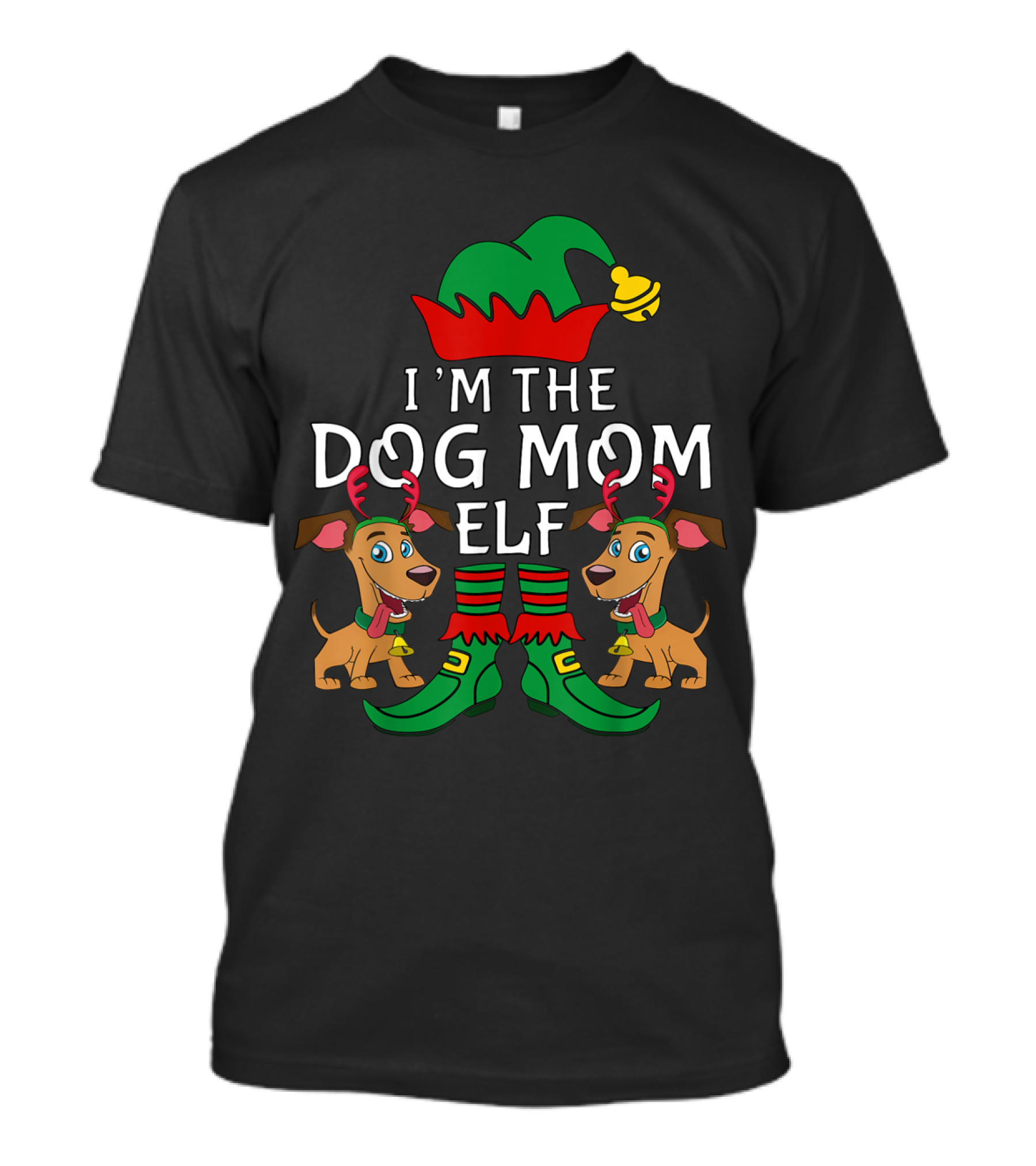 I'm The Dog Mom Elf Matching Family Group Christmas Dogs T-Shirt