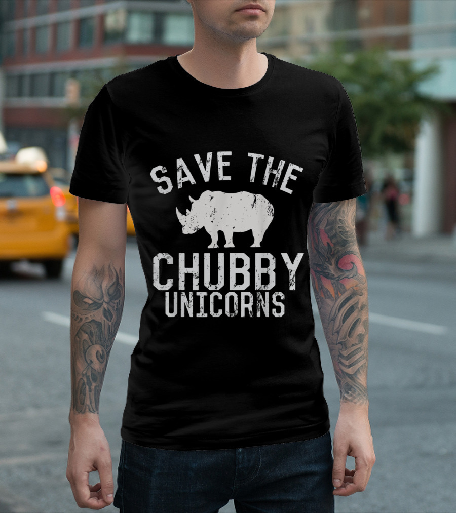 Save The Chubby Unicorns Fat Rhino Funny T-Shirt