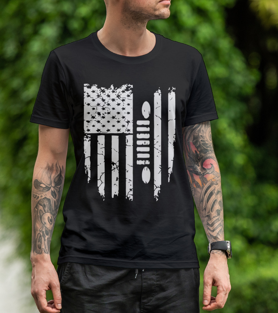 Jeep Grille American Flag T-Shirt