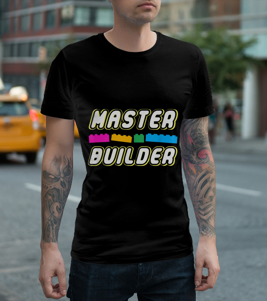Master Builder Funny Brick Wall Colorful Blocks T-Shirt