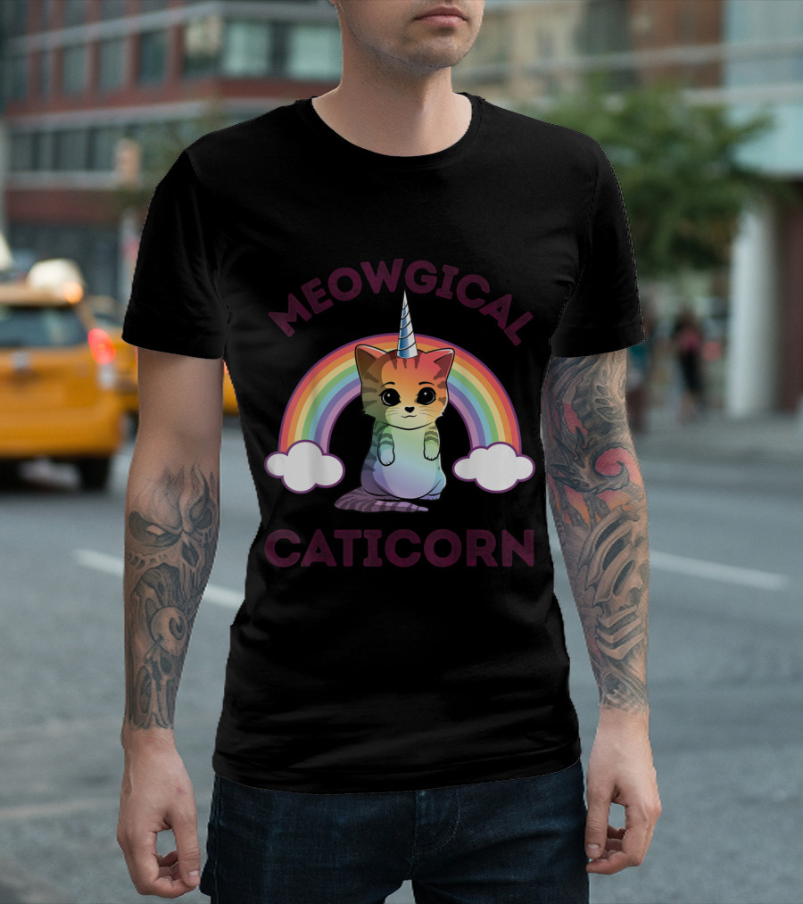 Meowgical Caticorn Rainbow Cat Unicorn Girls Women Kittycorn T-Shirt
