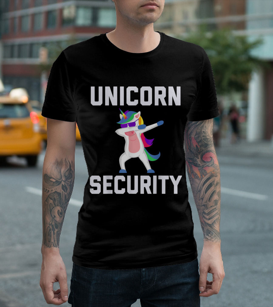 Unicorn Security Dabbing Rainbow Sunglasses T-Shirt