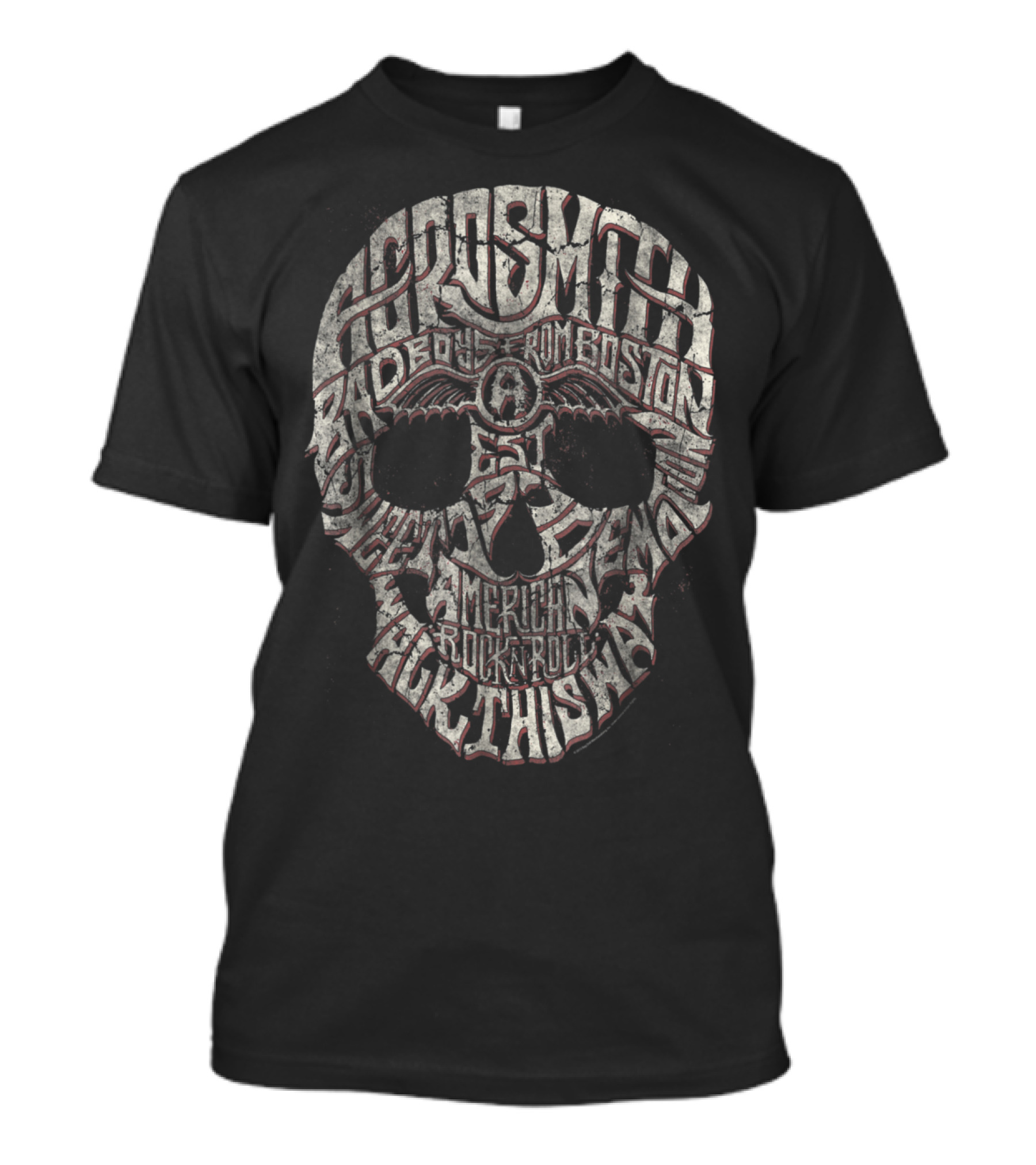 Aerosmith Bad Boys From Boston Walk This Way American Rock N Roll Skull T-Shirt