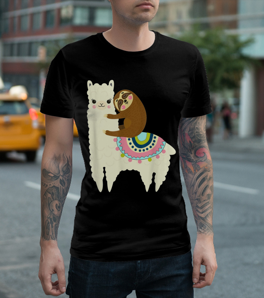 Cute Llama Alpaca And Sloth Best Friends T-Shirt