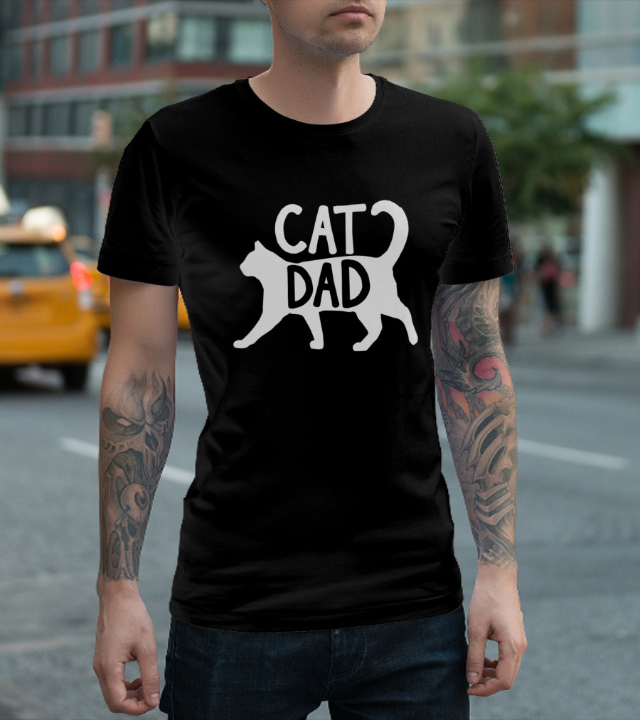 Cat Dad Mens Best Funny Kitty T-Shirt