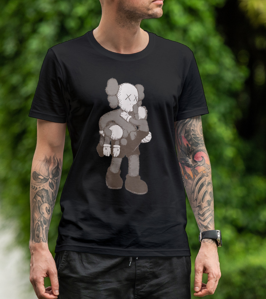 Kaws Companion Carrying BFF Plush Character Blackout T-Shirt
