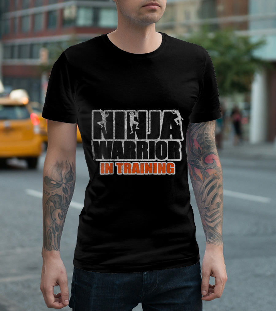 Kids Ninja Warrior In Training Bold Black and Orange T-Shirt