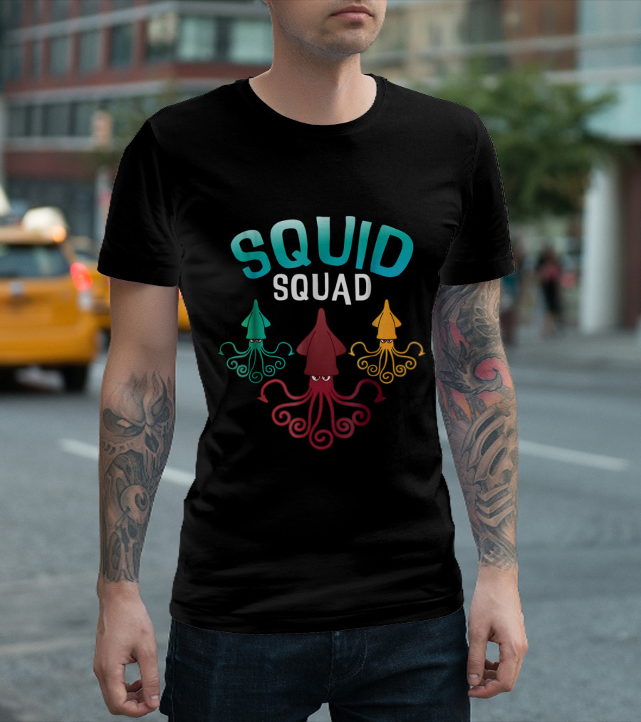 Squid Squad Colorful Ocean Friends Funny Octopus Sea T-Shirt