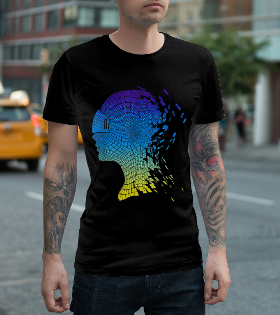 VR Virtual Reality Headset Futuristic Digital Transition for Geeks Gamers and Nerds T-Shirt
