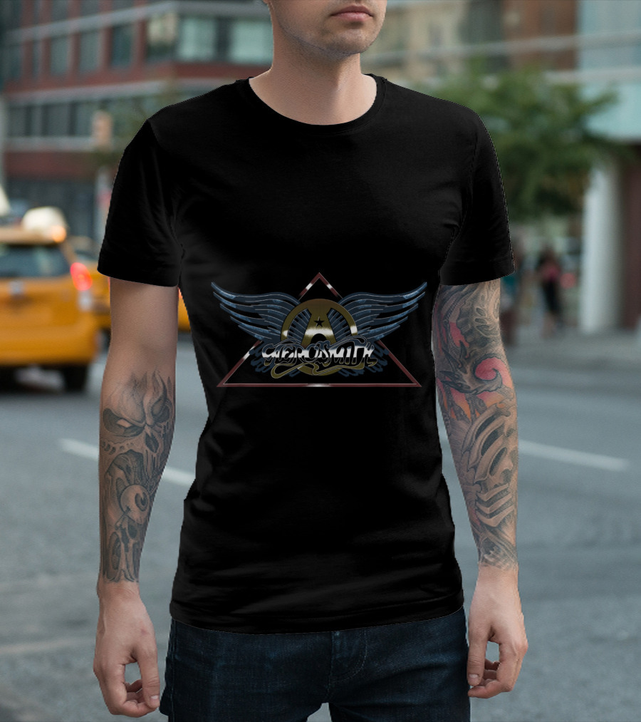 Aerosmith Rock In A Hard Place Logo with Wings and Pyramid T-Shirt
