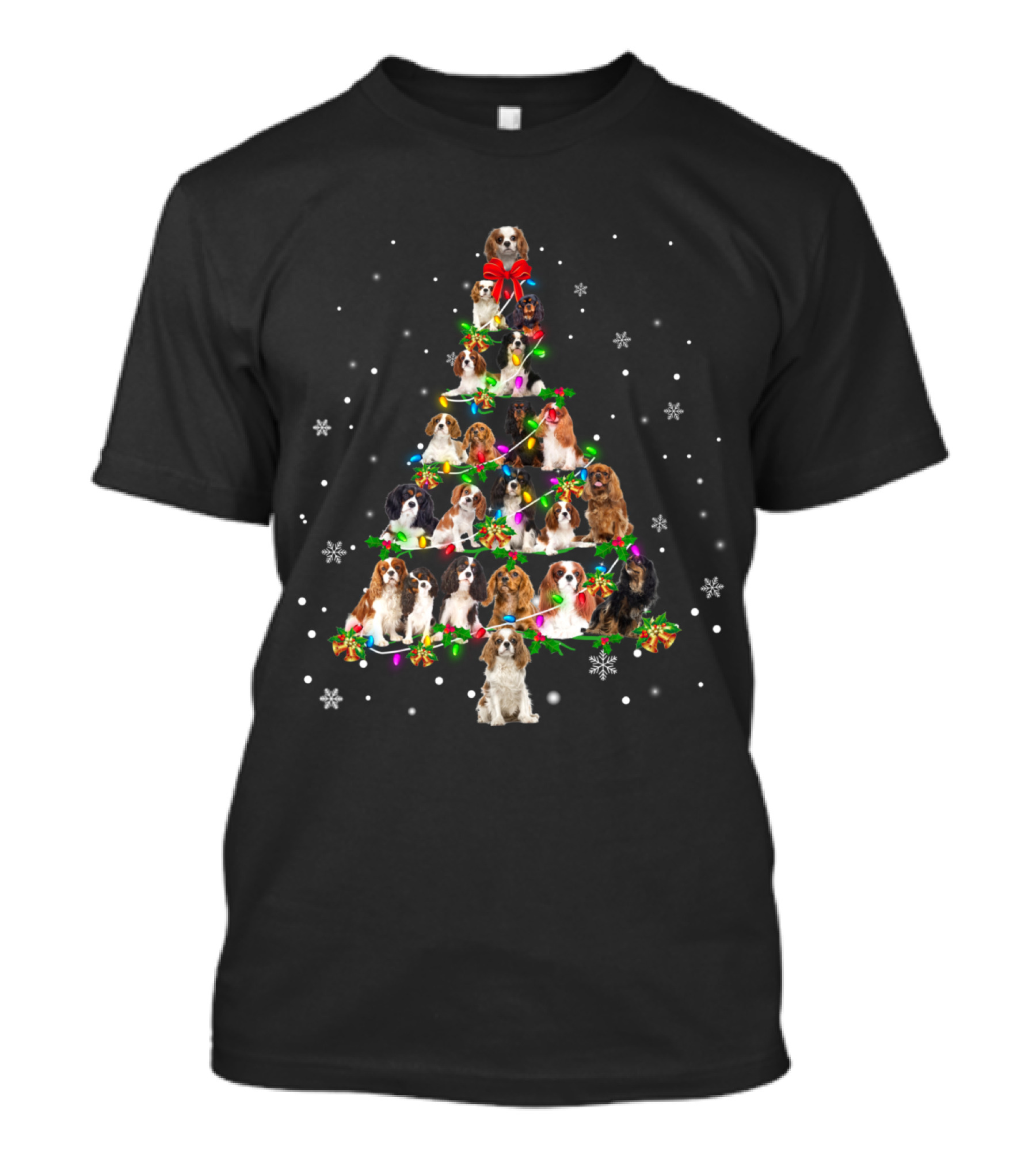 Cavalier King Charles Spaniel Christmas Tree X Mas Dogs Snowflakes T-Shirt