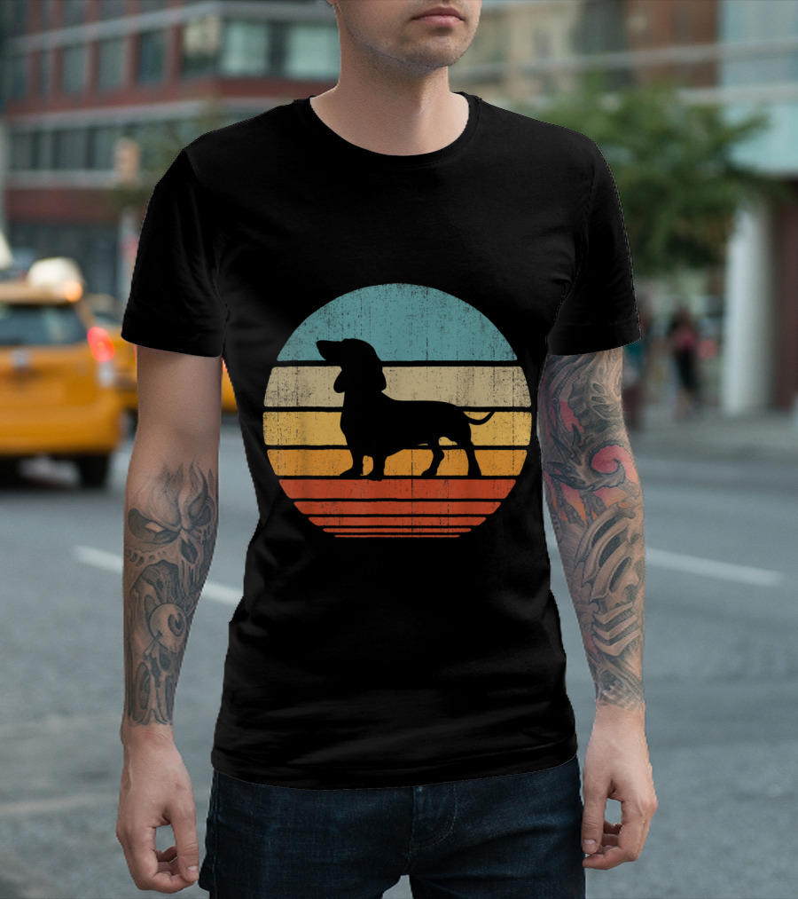 Dachshund Retro Stripes 60s 70s T-Shirt