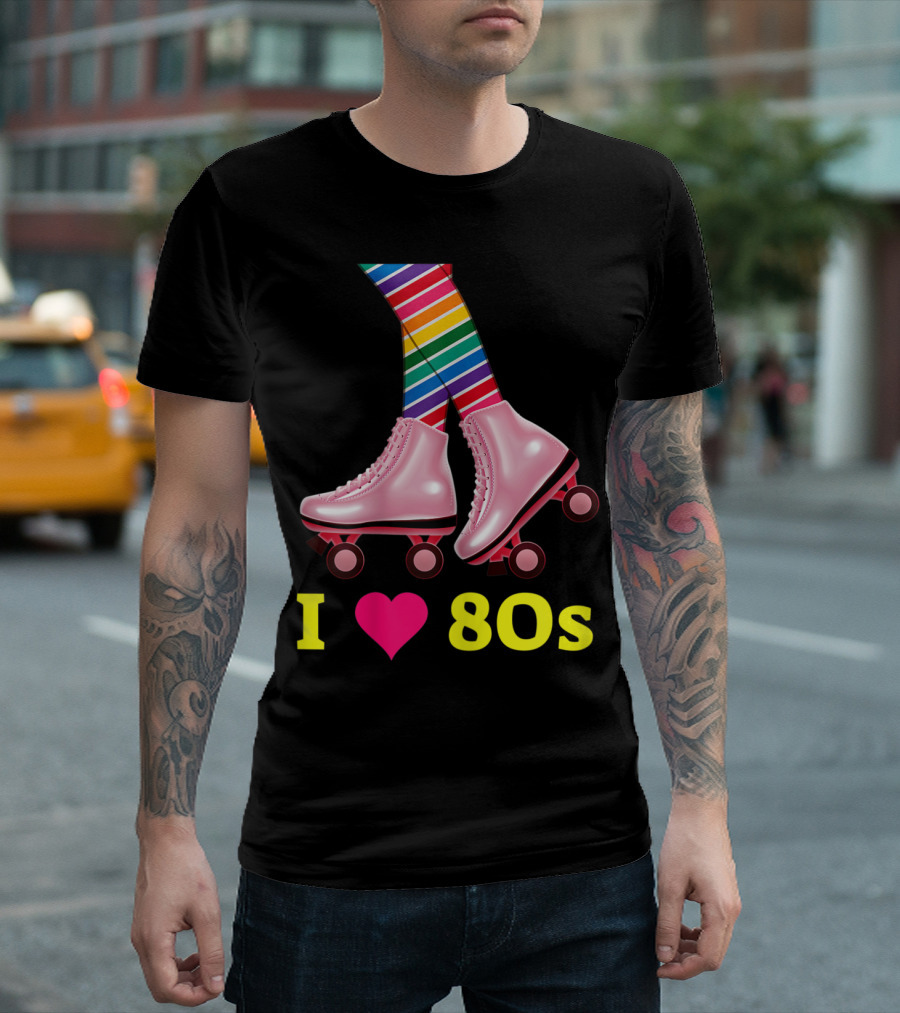 I Love 80s Rollerskates Colorful Teen Girls Fashion 1980s Women T-Shirt