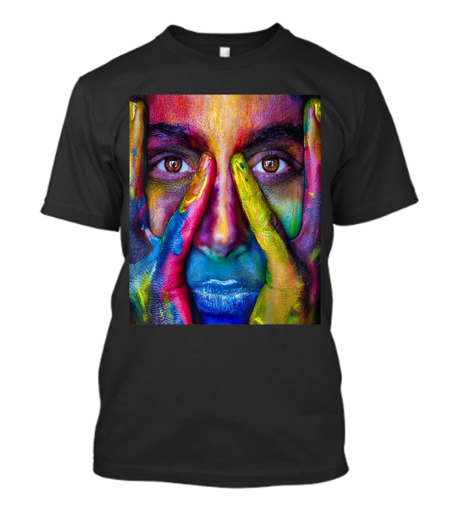 Urban Street Art Vibrant Multicolor Face T-Shirt