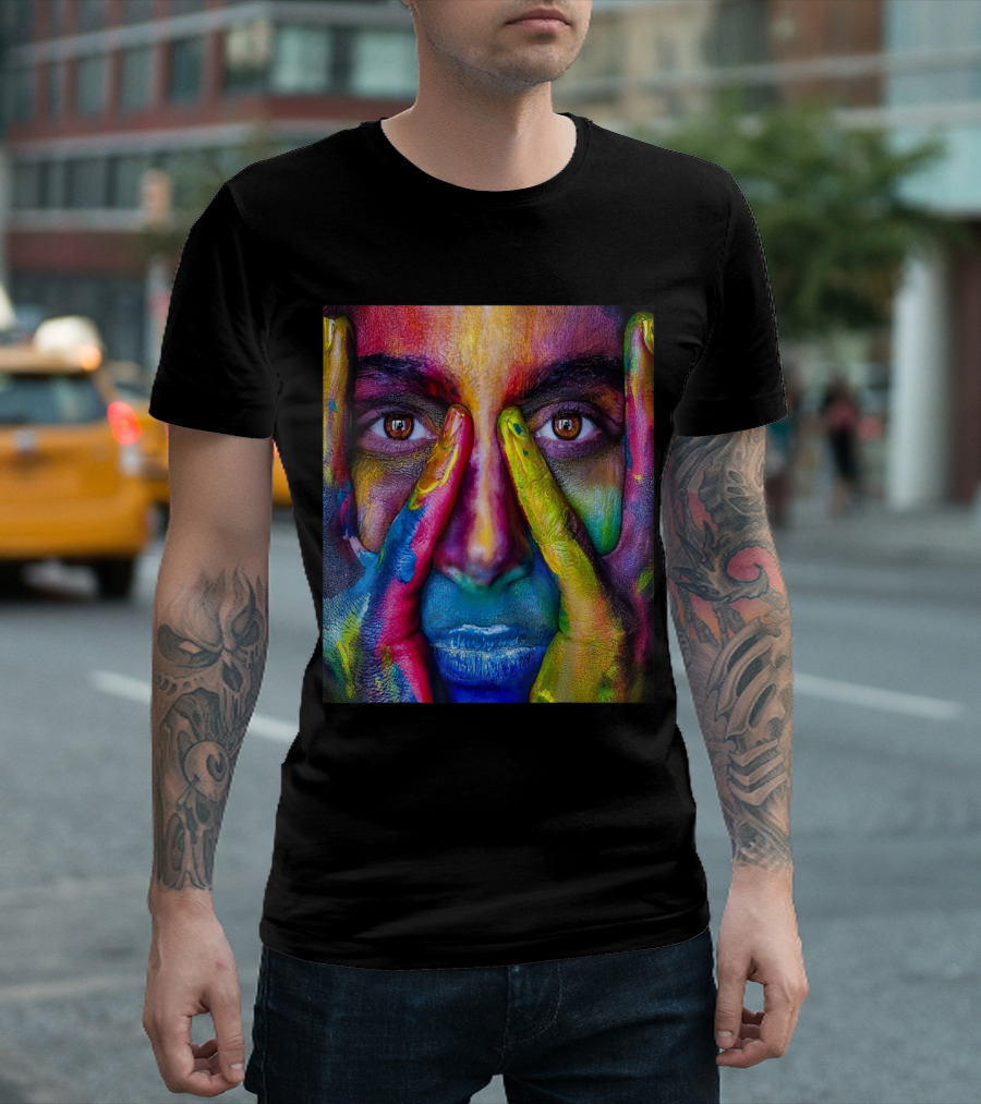 Urban Street Art Vibrant Multicolor Face T-Shirt