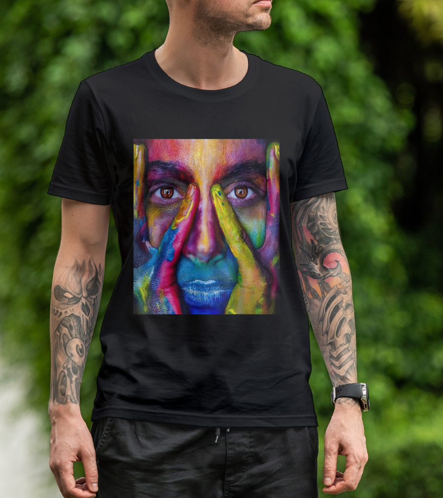 Urban Street Art Vibrant Multicolor Face T-Shirt