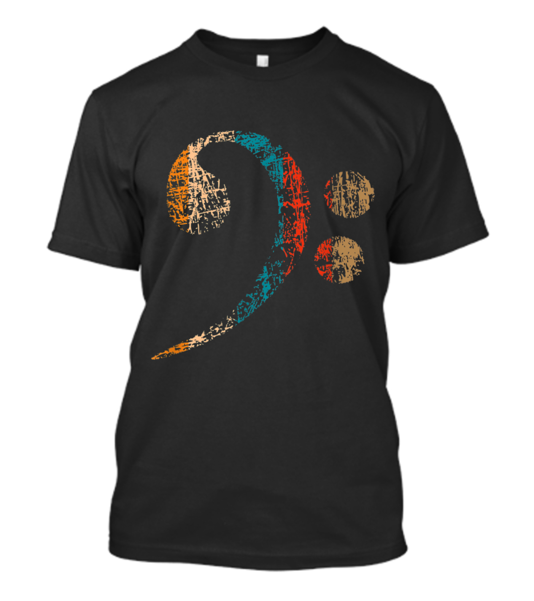 Vintage Distressed Bass Clef For Bass Players Bassists And Bands T-Shirt