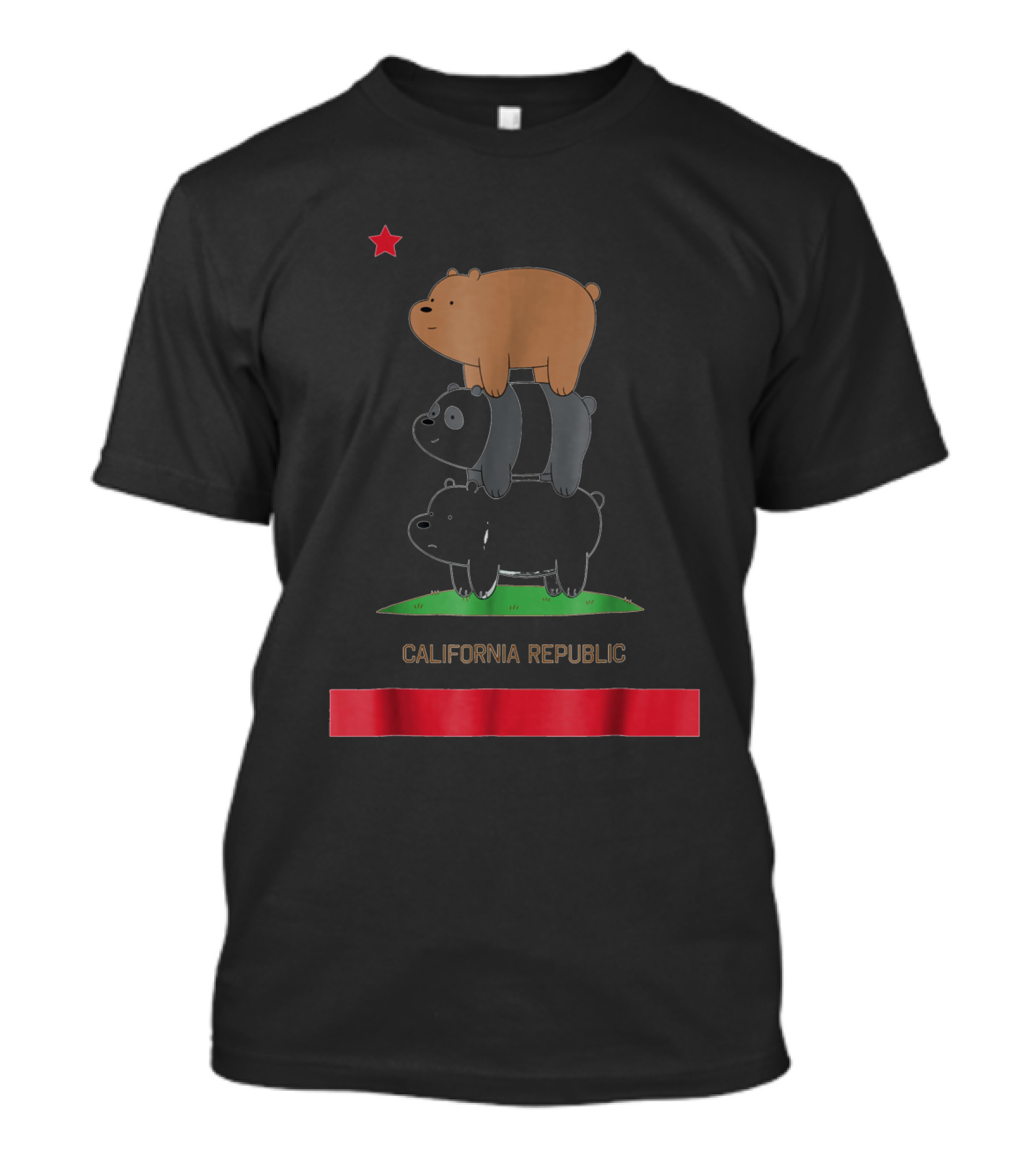 We Bare Bears California Republic Flag Stack T-Shirt