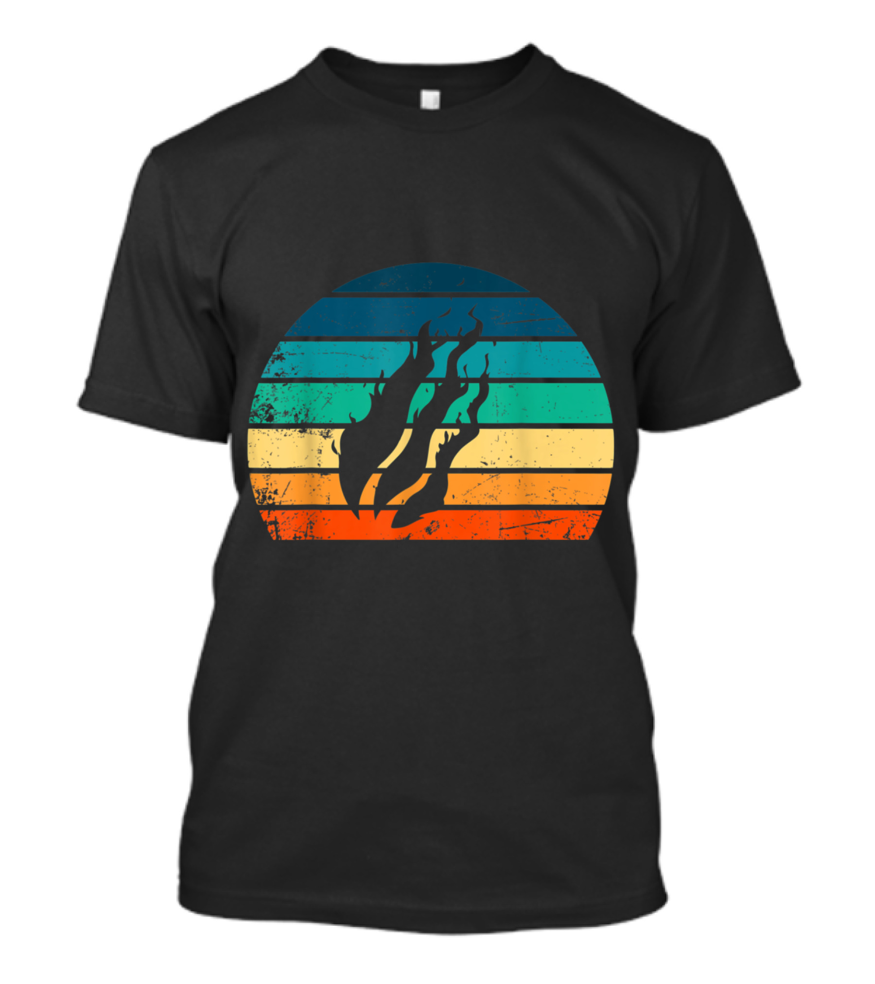 Fire Nation Video Gamer Vintage Retro Sunset Stripe Fire T-Shirt