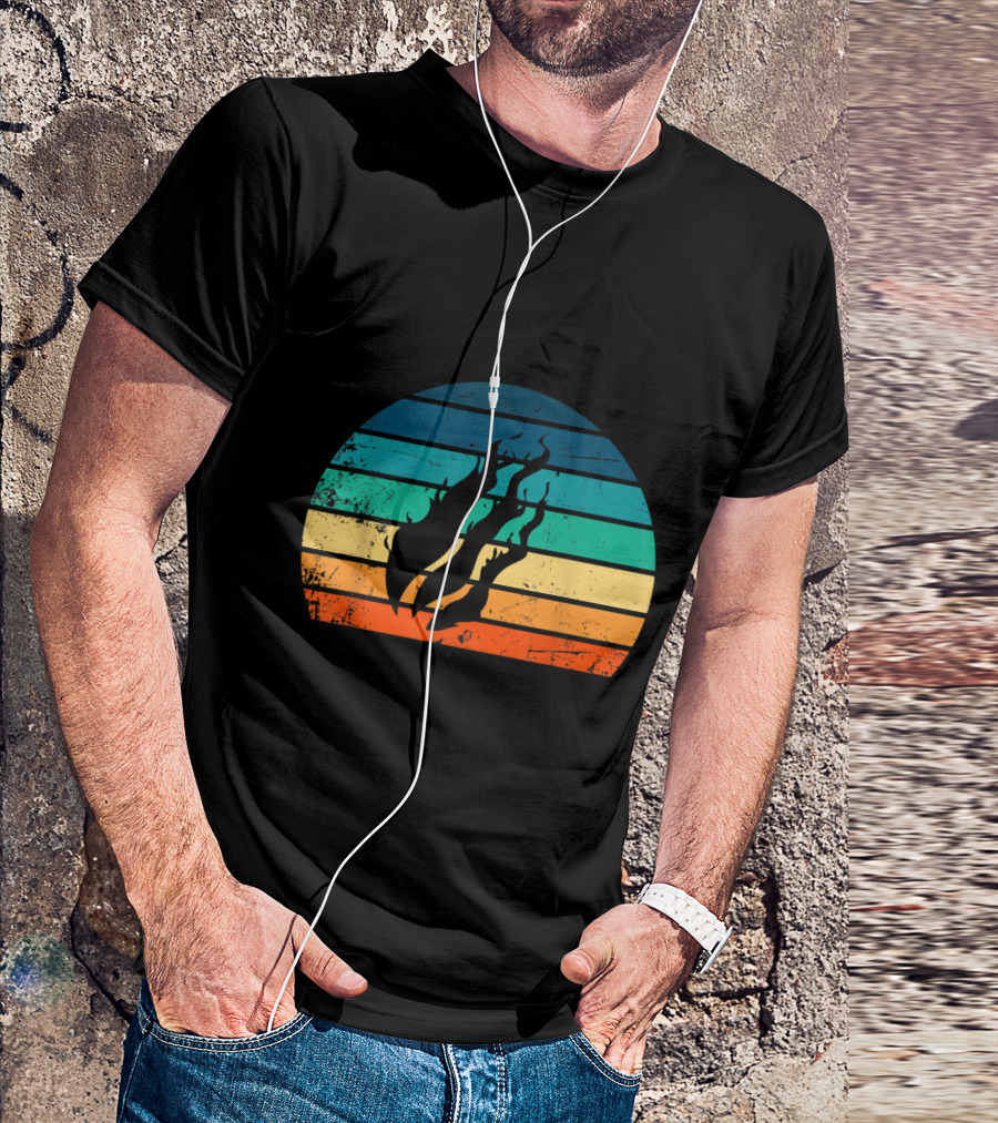 Fire Nation Video Gamer Vintage Retro Sunset Stripe Fire T-Shirt