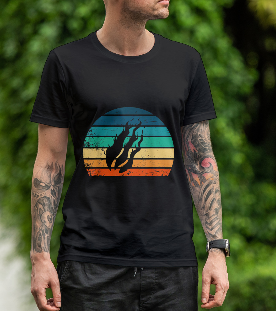 Fire Nation Video Gamer Vintage Retro Sunset Stripe Fire T-Shirt