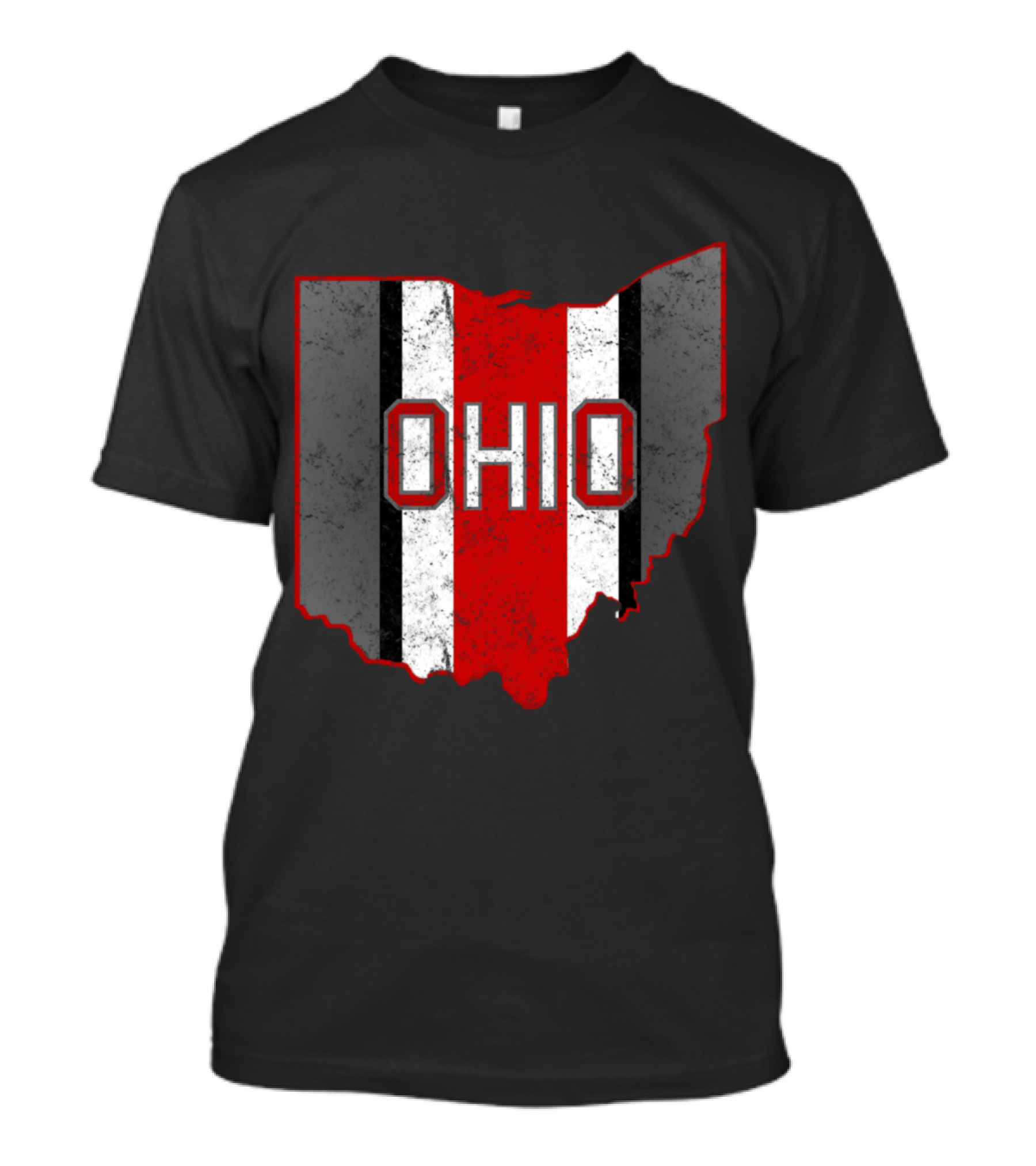 Ohio Pride Striped Distressed Map T-Shirt