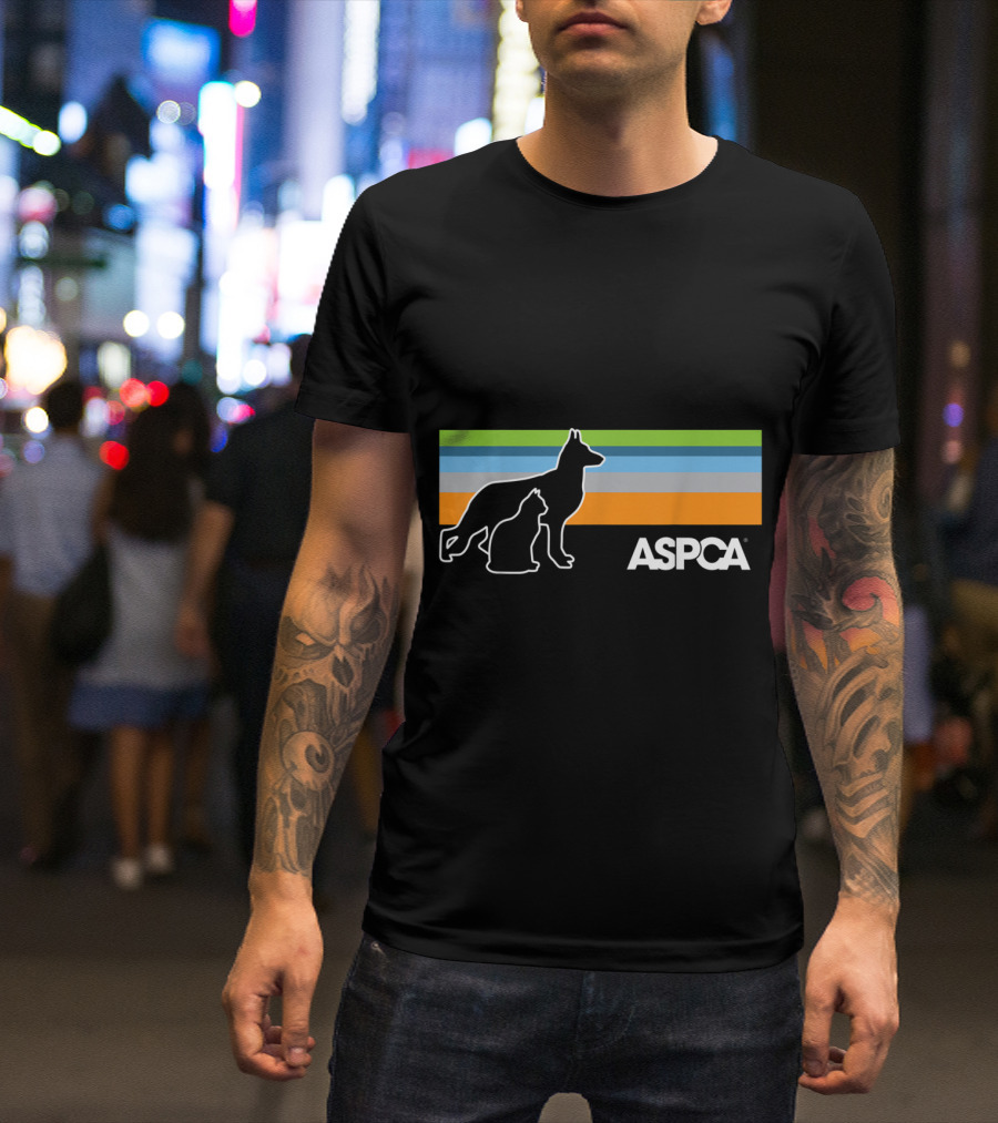 ASPCA Silhouette Dog Cat Stripes T-Shirt