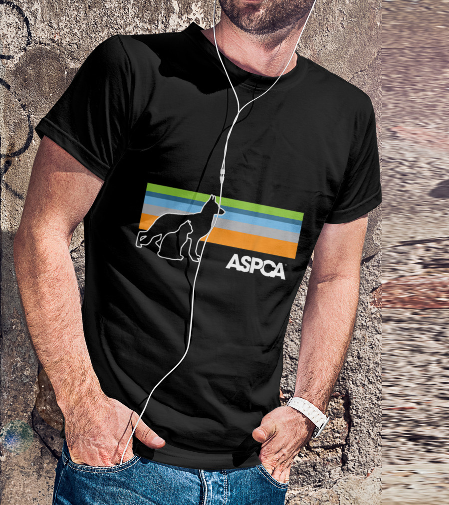 ASPCA Silhouette Dog Cat Stripes T-Shirt