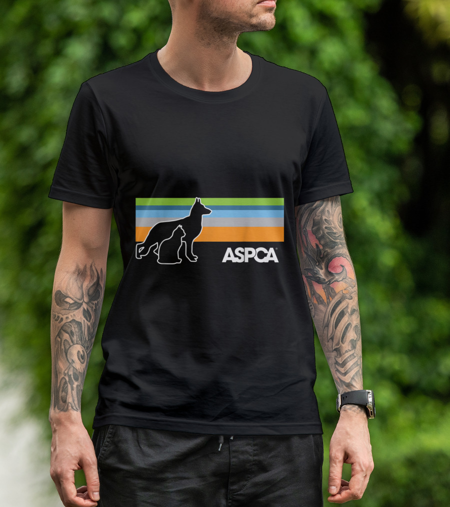 ASPCA Silhouette Dog Cat Stripes T-Shirt