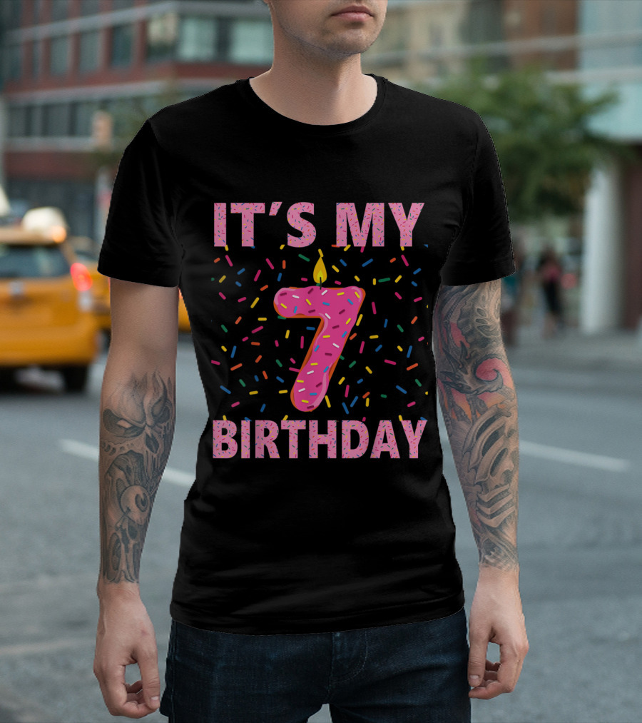 It's My 7 Birthday Donut Candle Kids T-Shirt