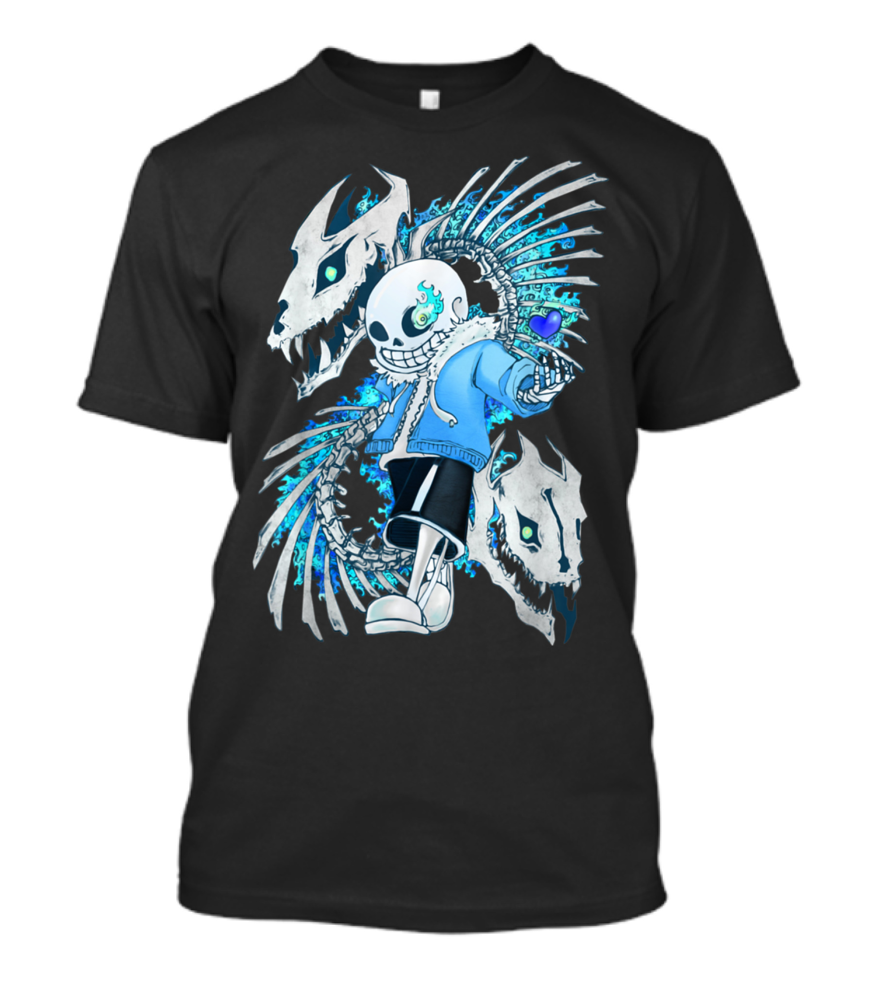Sans Undertale Blue Flame Dragon Skeleton T-Shirt