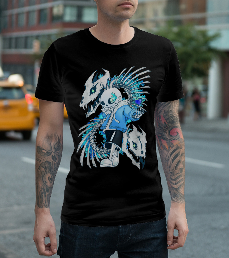 Sans Undertale Blue Flame Dragon Skeleton T-Shirt