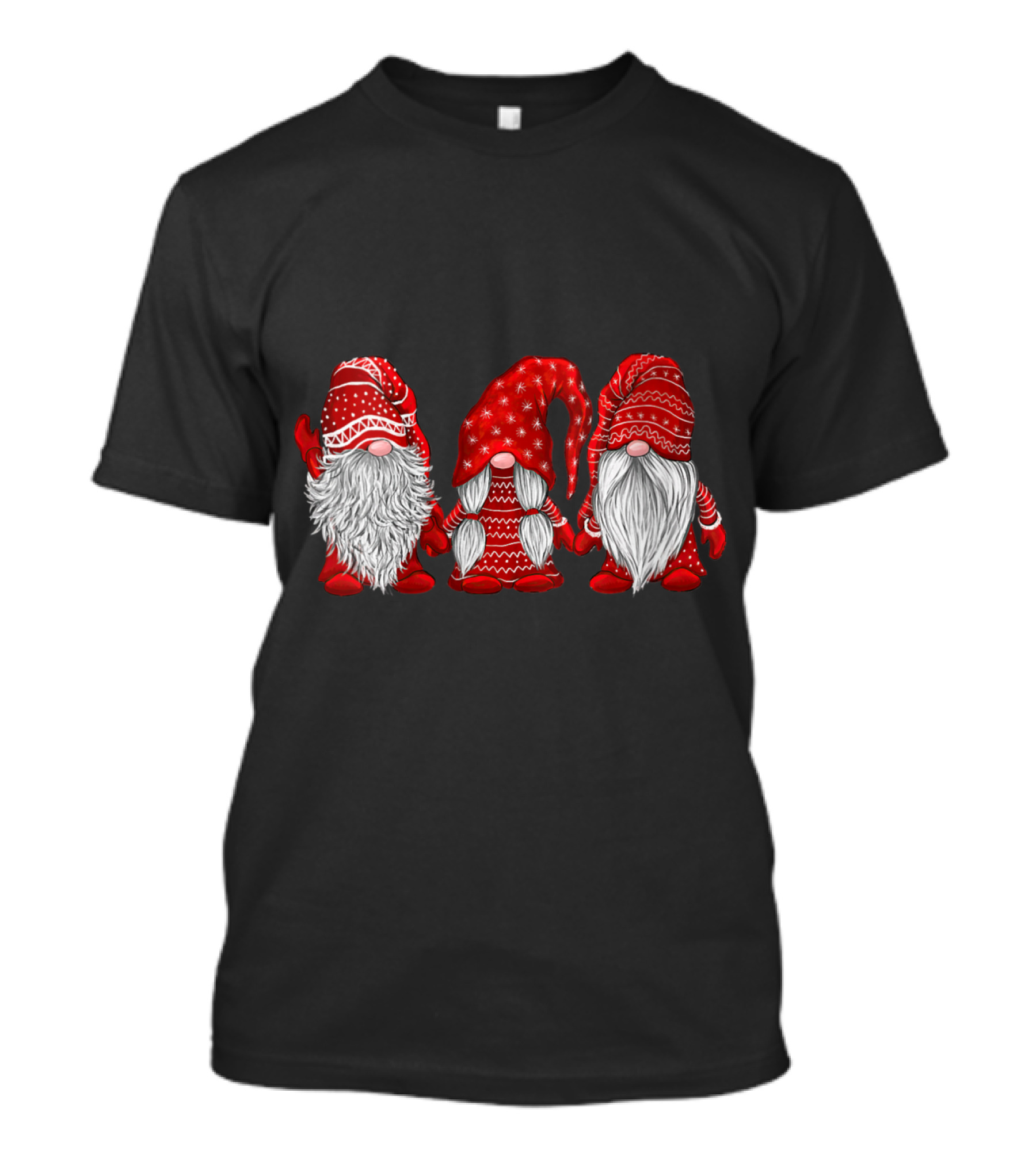 Hanging With Red Gnomies Santa Gnome Christmas Festive Red Gnome Trio T-Shirt