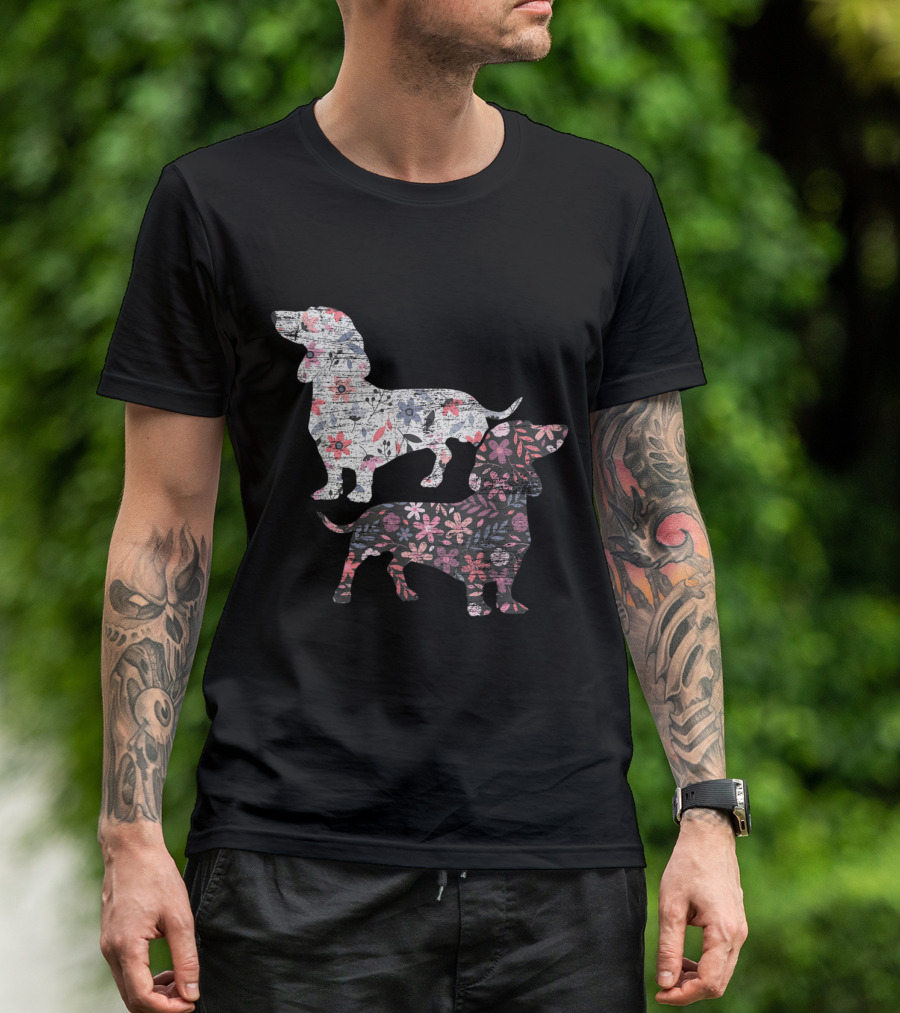 Vintage Floral Dachshund T-Shirt