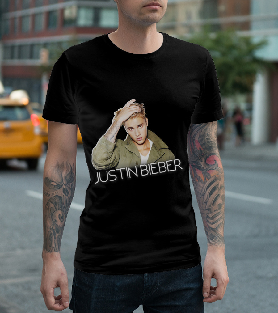 Justin Bieber Cut Out Jacket Style with Signature Pose T-Shirt
