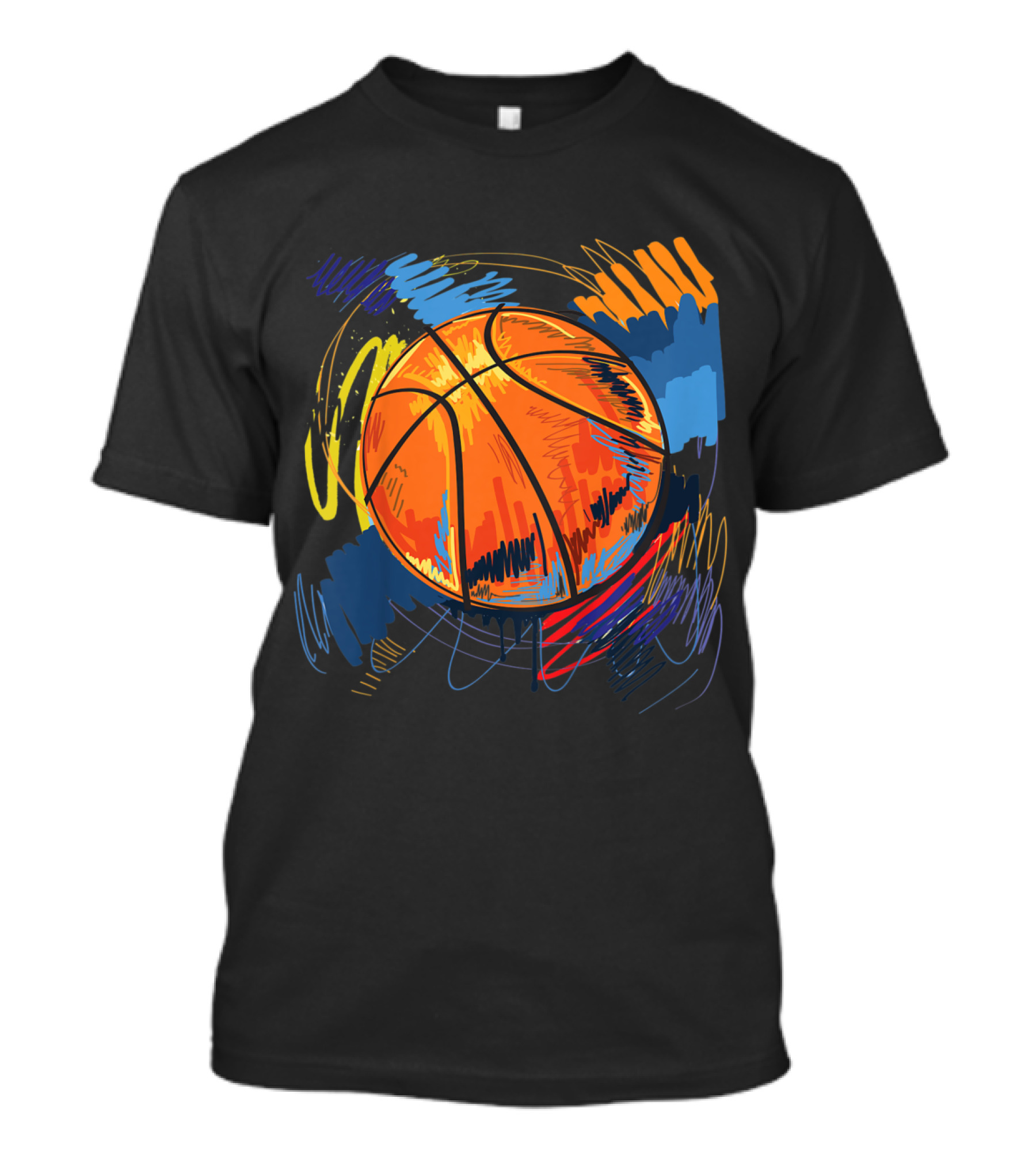 Colorful Graffiti Swirl Basketball For Kids Girls T-Shirt