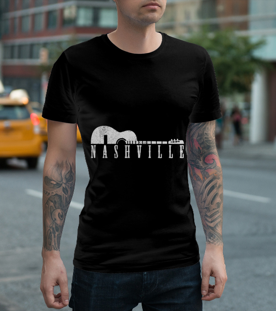 Nashville Guitar Tennessee Country Music City Iconic Skyline T-Shirt