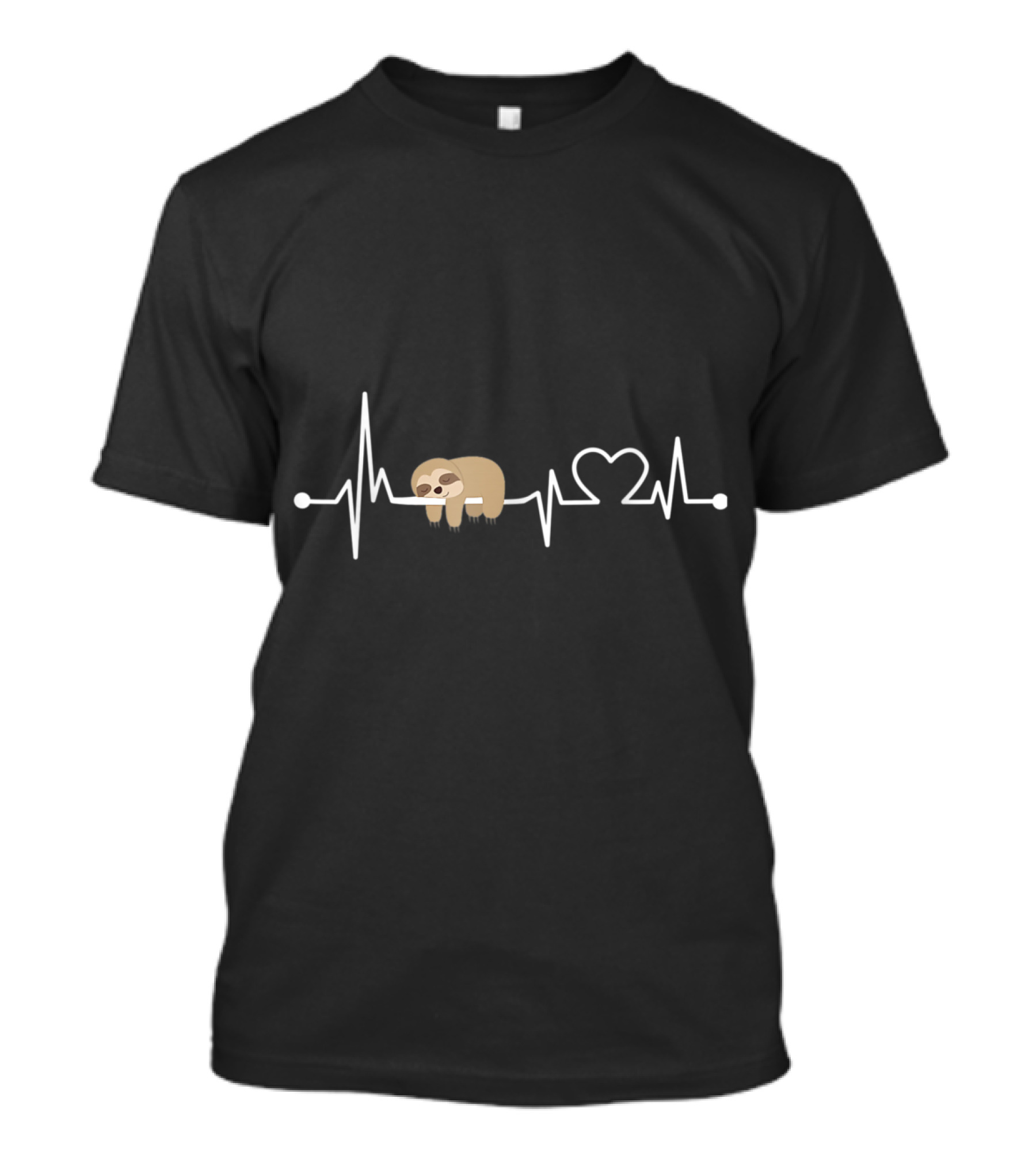 Sloth Heartbeat Animal Heart Line Wave T-Shirt