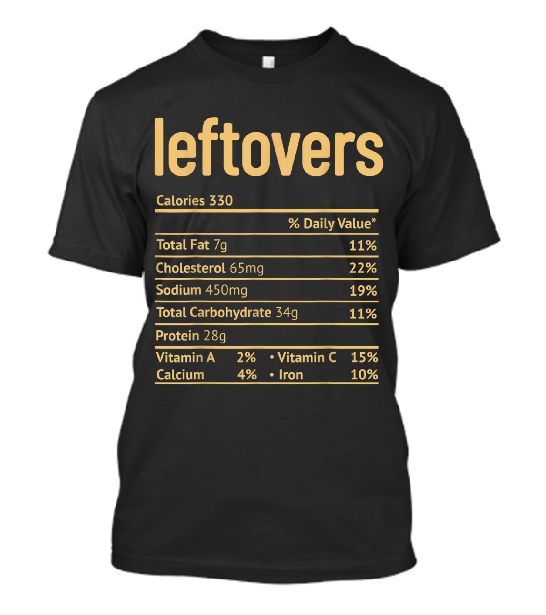 Thanksgiving Leftovers Calories Nutrition Facts Chart T-Shirt