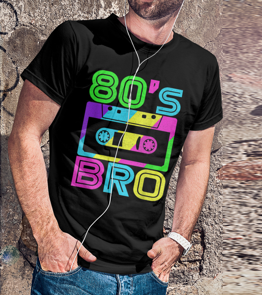 80s Bro 80's Party Cassette Retro Neon T-Shirt