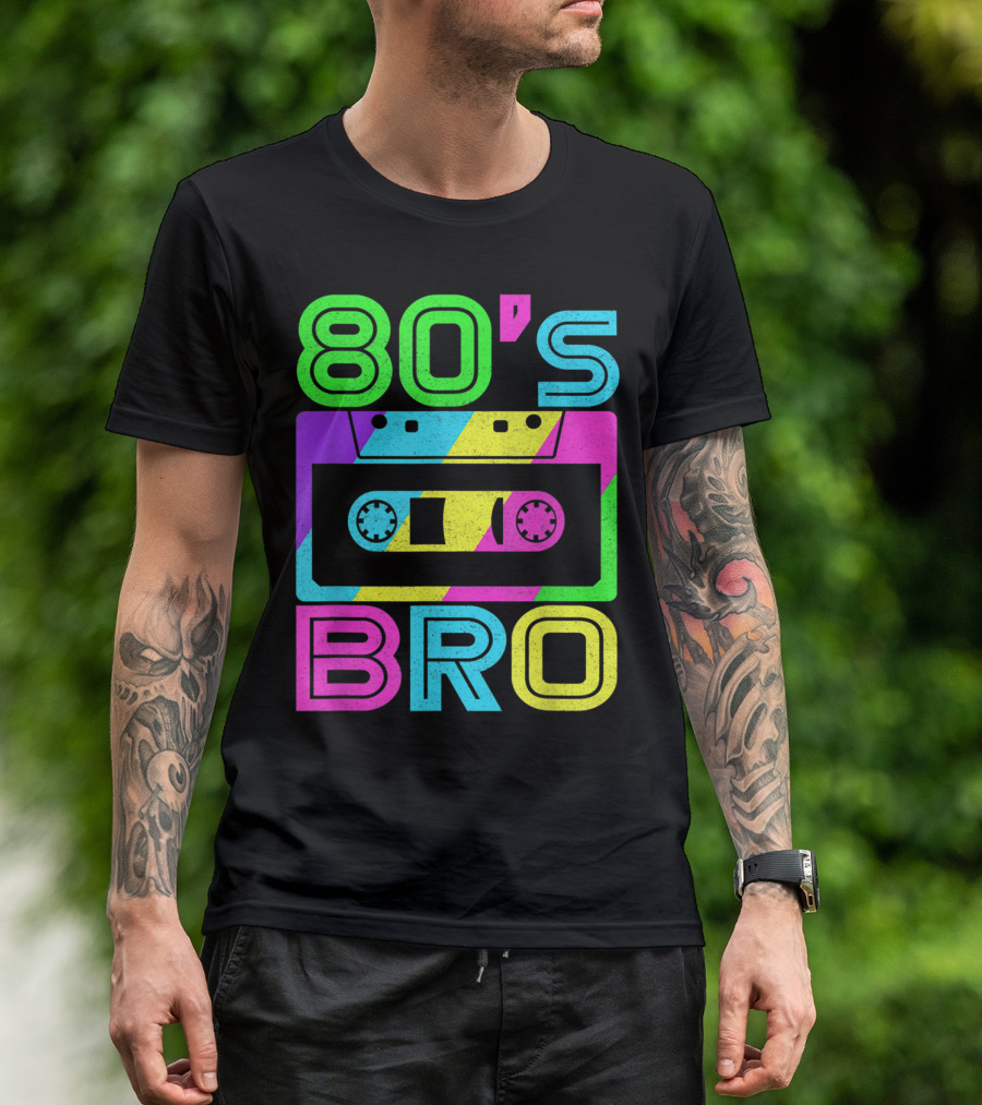 80s Bro 80's Party Cassette Retro Neon T-Shirt