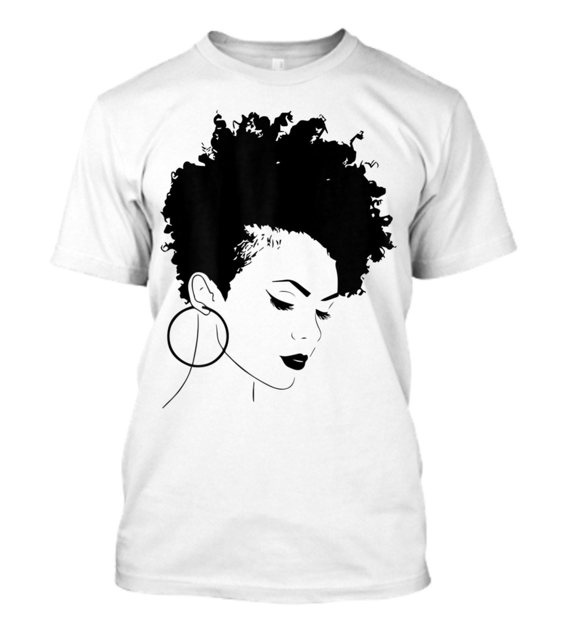 Afro Natural Hair Silhouette With Hoops T-Shirt