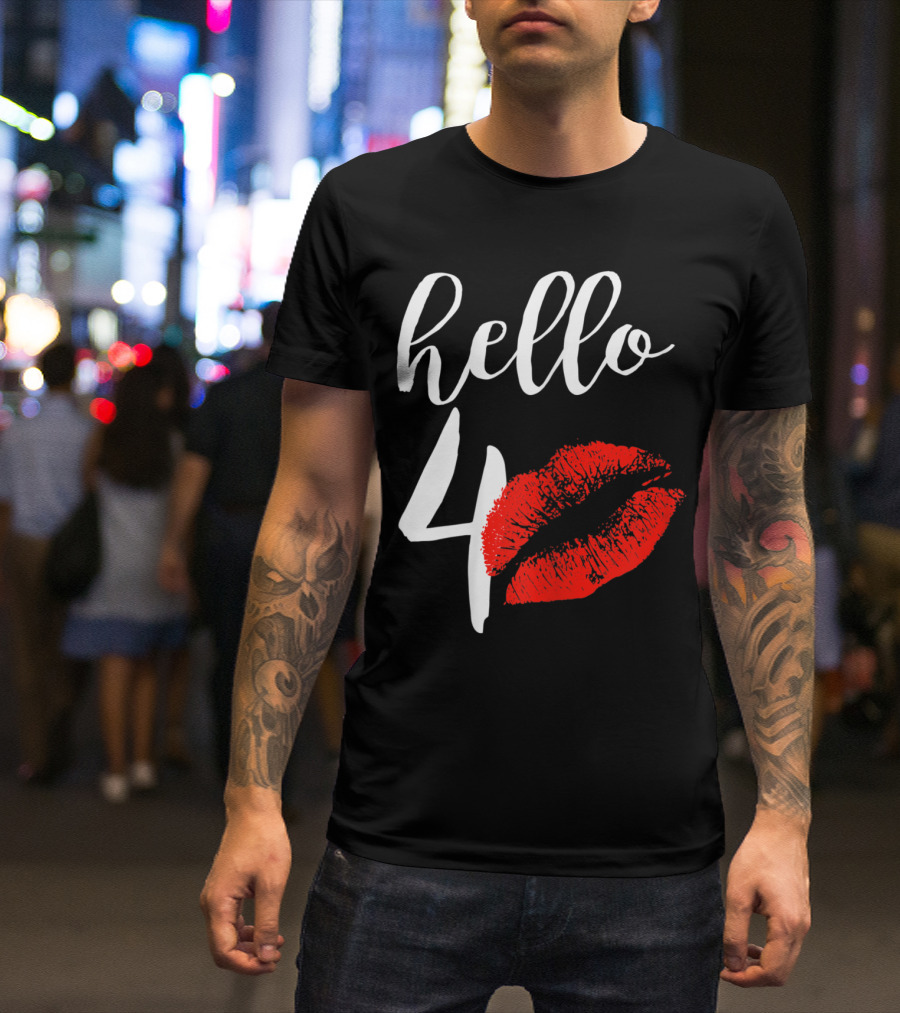 Hello 40 Red Lip Kisses Birthday T-Shirt